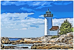 Annisquam Harbor Lighthouse in Massachusetts - Digital Painting